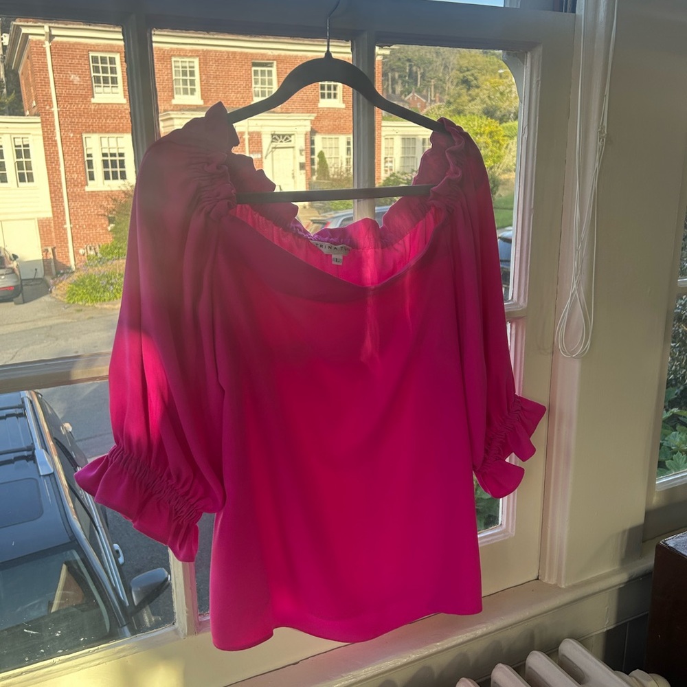Trina Turk Vibrant Pink Ruffle Blouse